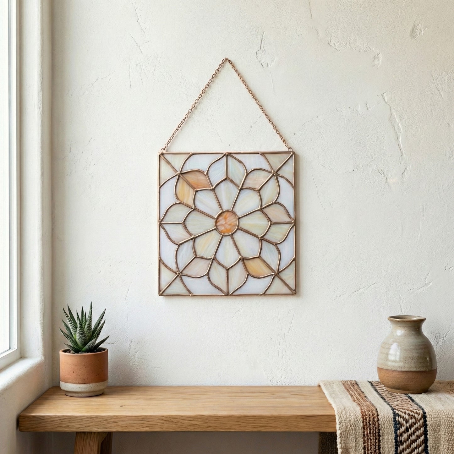 Floral Quilt Square Stained Glass Pattern PDF & PNG