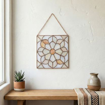 Floral Quilt Square Stained Glass Pattern PDF & PNG