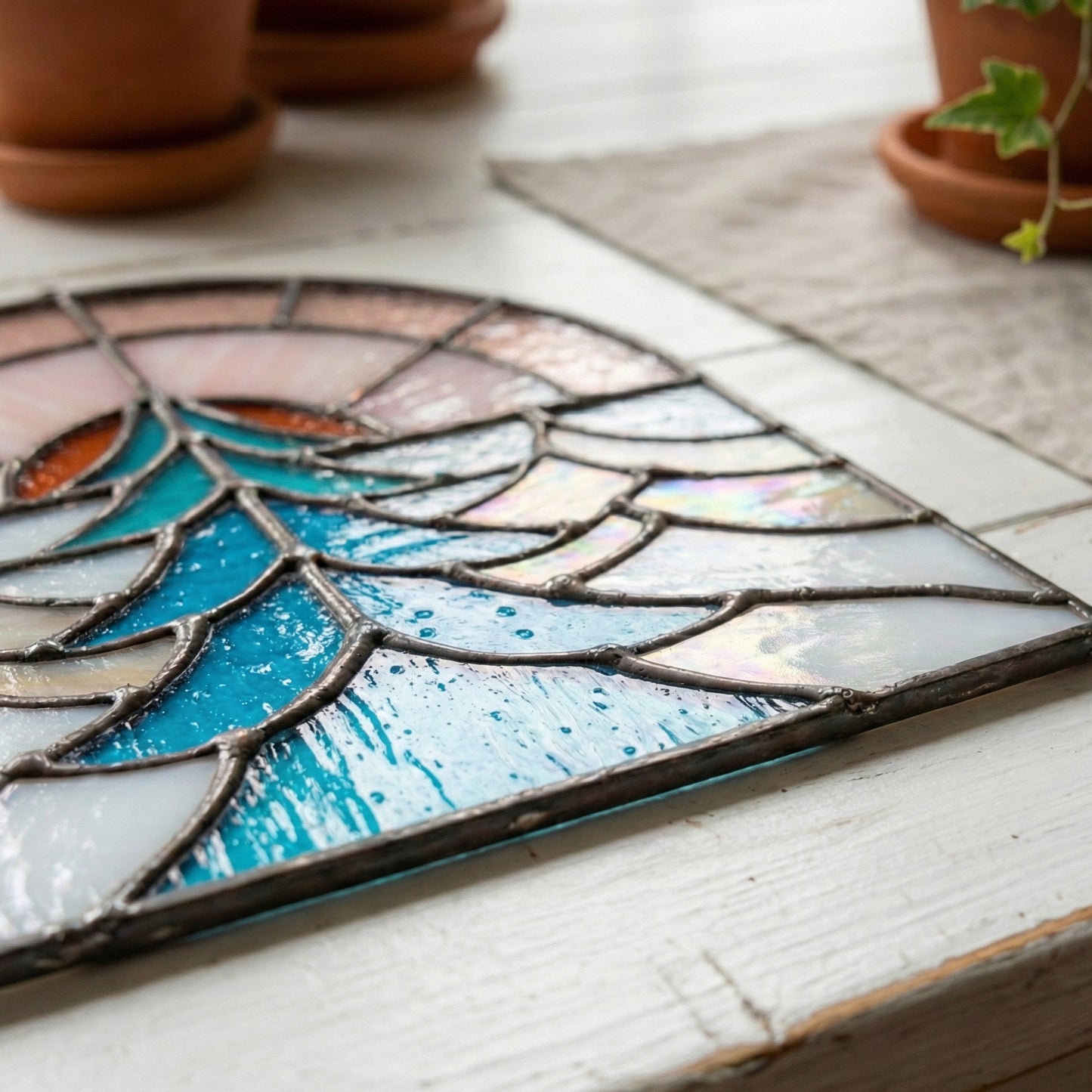 Folk Art Sunset Stained Glass Pattern PDF & PNG