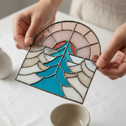 Folk Art Sunset Stained Glass Pattern PDF & PNG