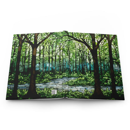 A picture of the Stained Glass Forest Hardcover Journal from GlassyRock Arts. 