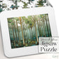 Stained Glass Forest Jigsaw Puzzle, Green and Blue
