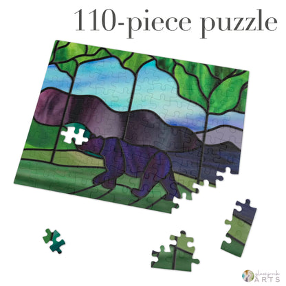 A picture of the Stained Glass Forest Bear Jigsaw Puzzle from GlassyRock Arts. 