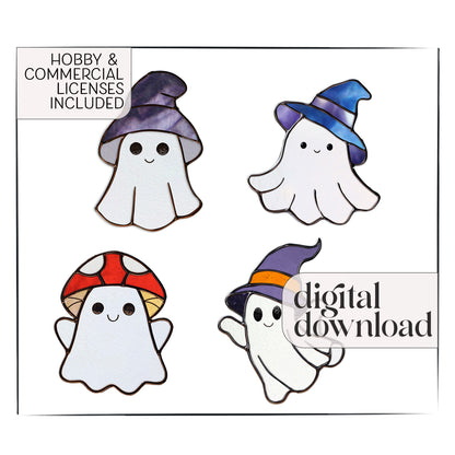 4 Cute Halloween Ghosts Patterns and PNGs