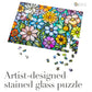 Stained Glass Flower Garden Jigsaw Puzzle - Free Shipping