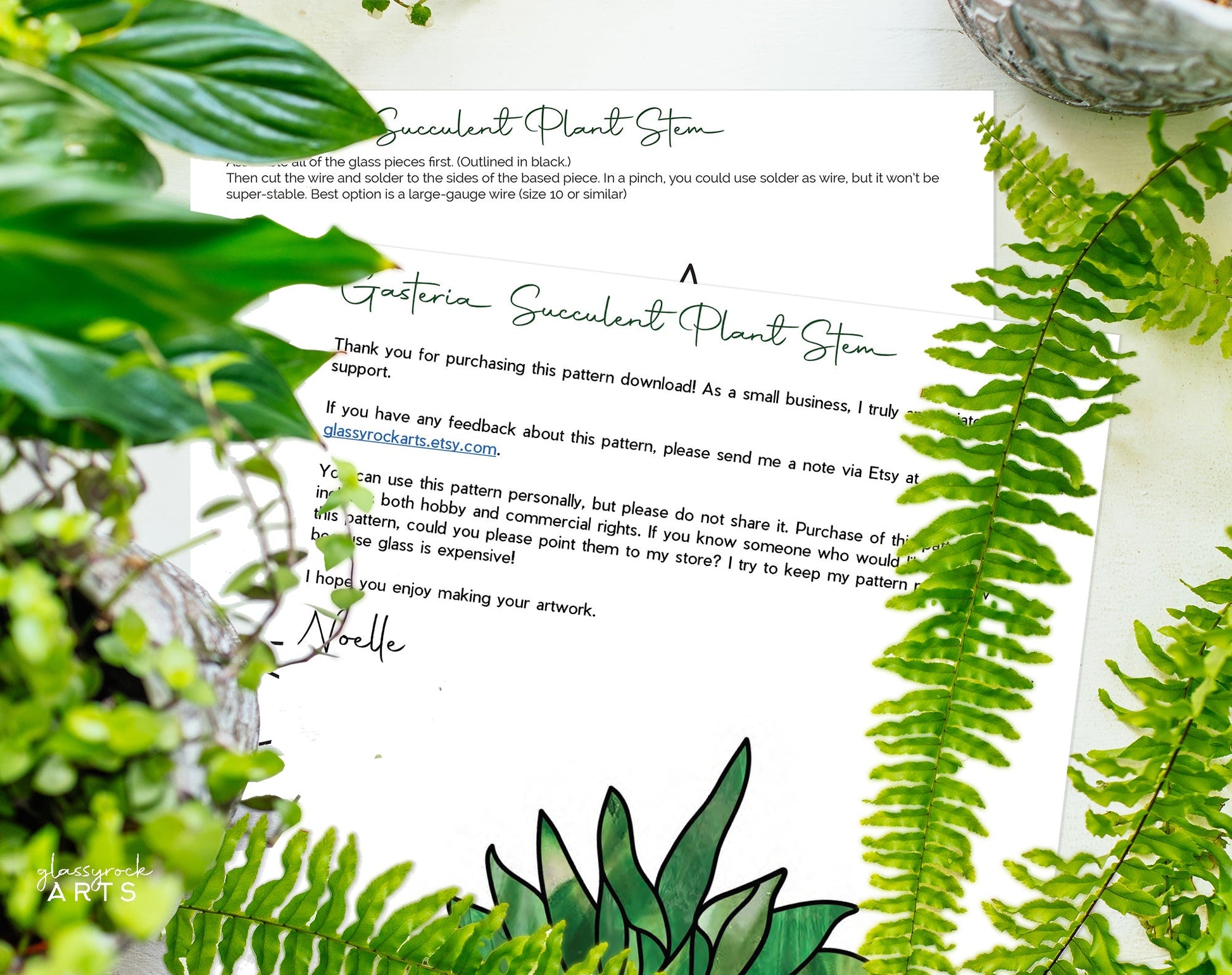 succulent plant business pdf Stained Glass Succulent Stems Pattern Pack of 4 PDF & PNG
