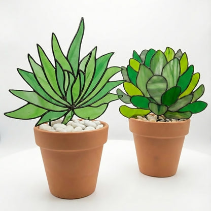 Gasteria Succulent Plant Stem Stained Glass Pattern PDF & PNG