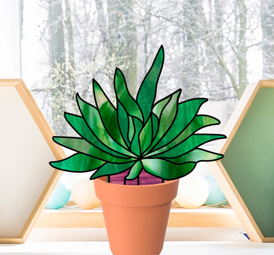 Gasteria Succulent Plant Stem Stained Glass Pattern