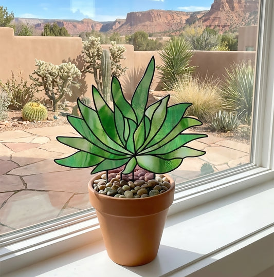 Gasteria Succulent Plant Stem Stained Glass Pattern PDF & PNG