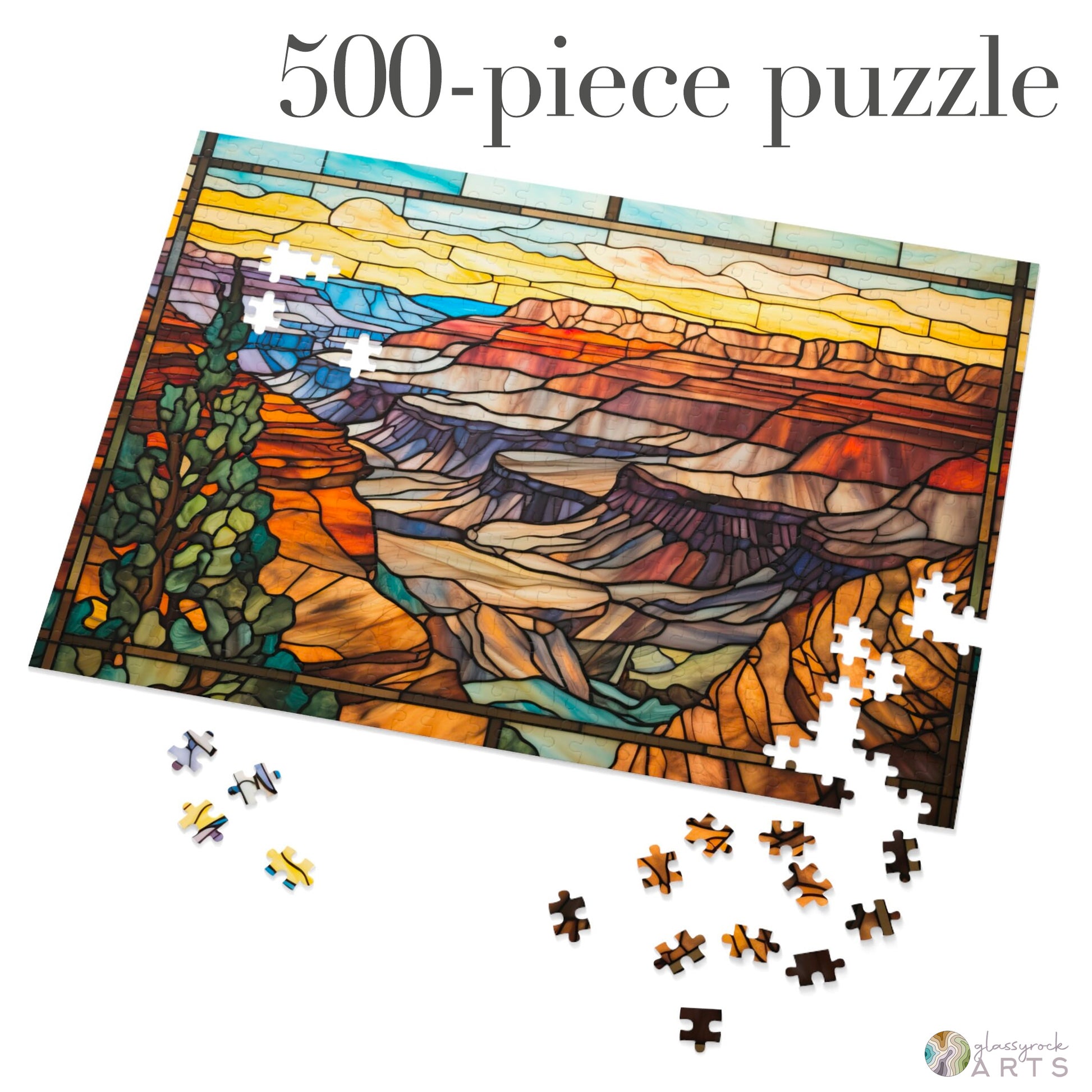 A picture of the Grand Canyon National Park Stained Glass Jigsaw Puzzle from GlassyRock Arts. 