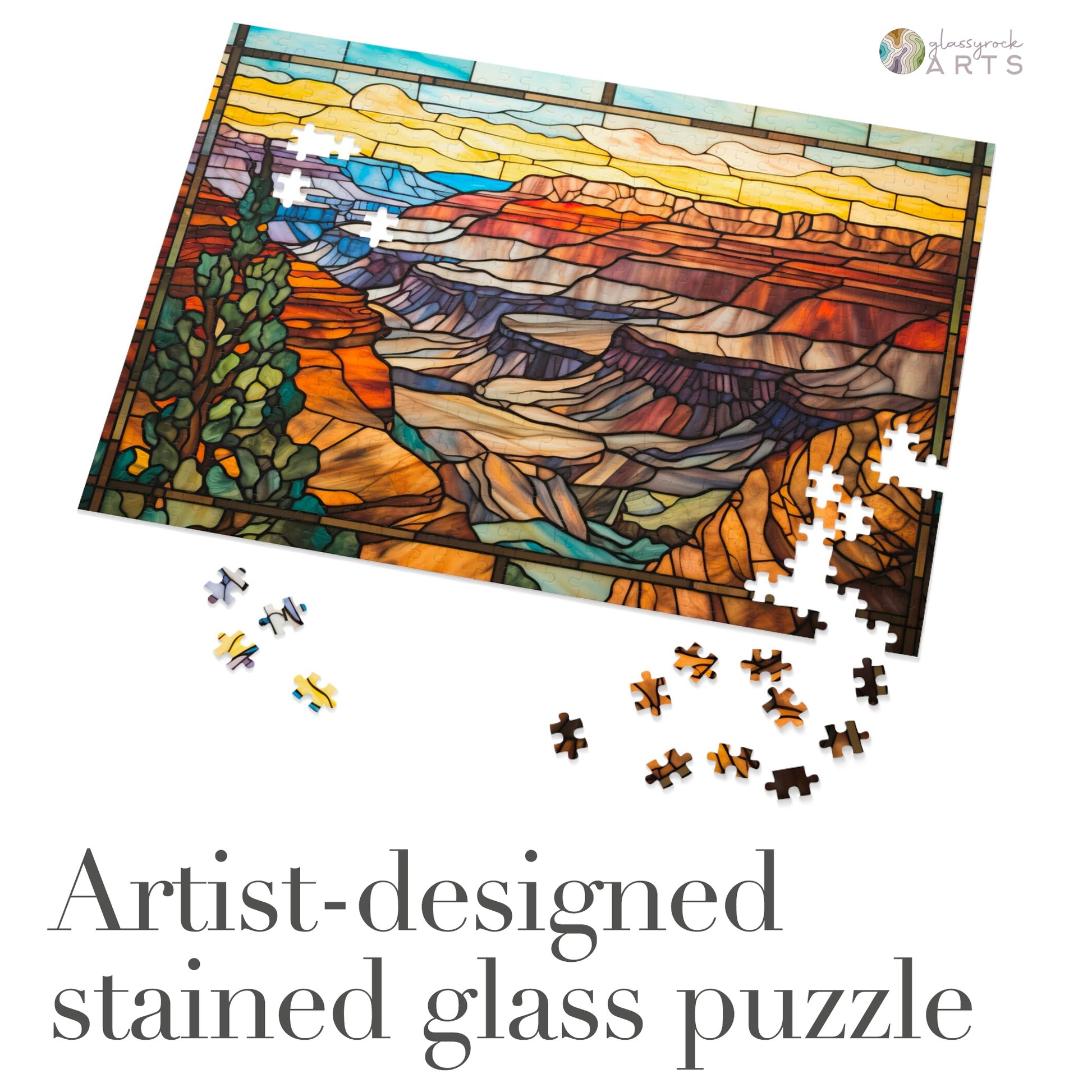 A picture of the Grand Canyon National Park Stained Glass Jigsaw Puzzle from GlassyRock Arts. 