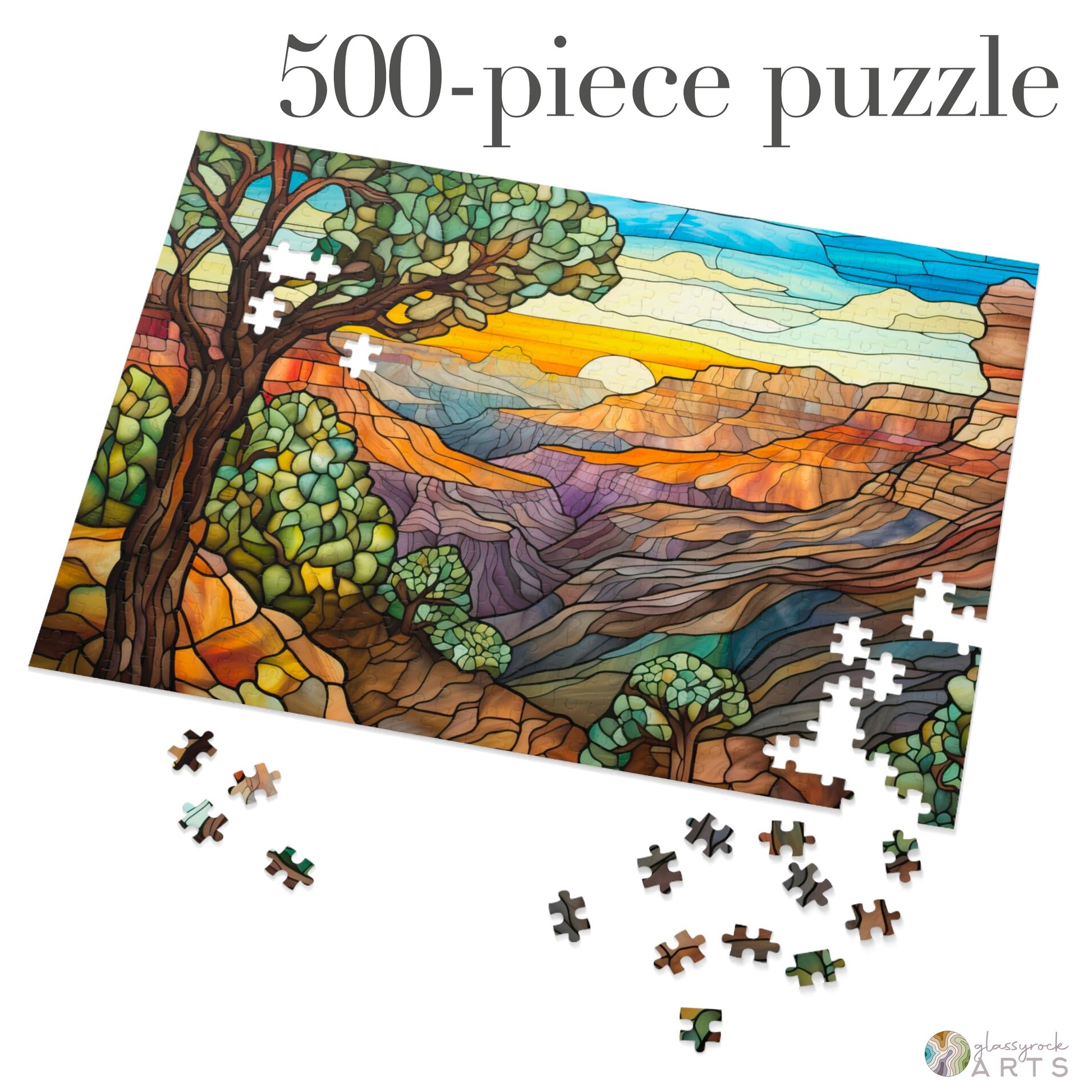 A picture of the Grand Canyon National Park Stained Glass Jigsaw Puzzle from GlassyRock Arts. 