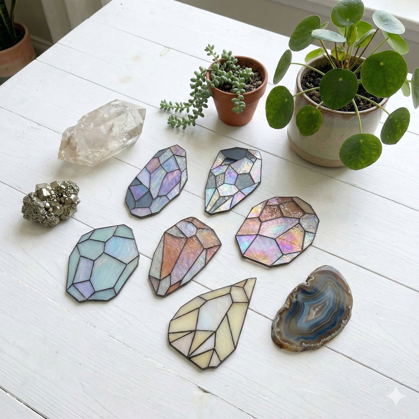 Easy Stained Glass Gems Patterns, 6-Pack