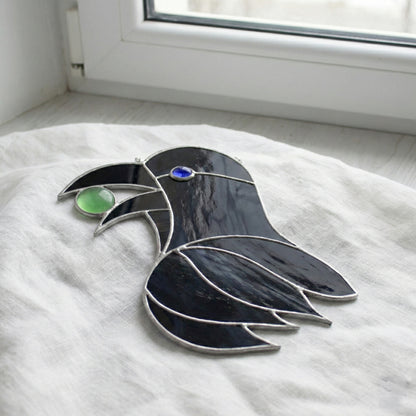 Gemstone Crow Stained Glass Pattern