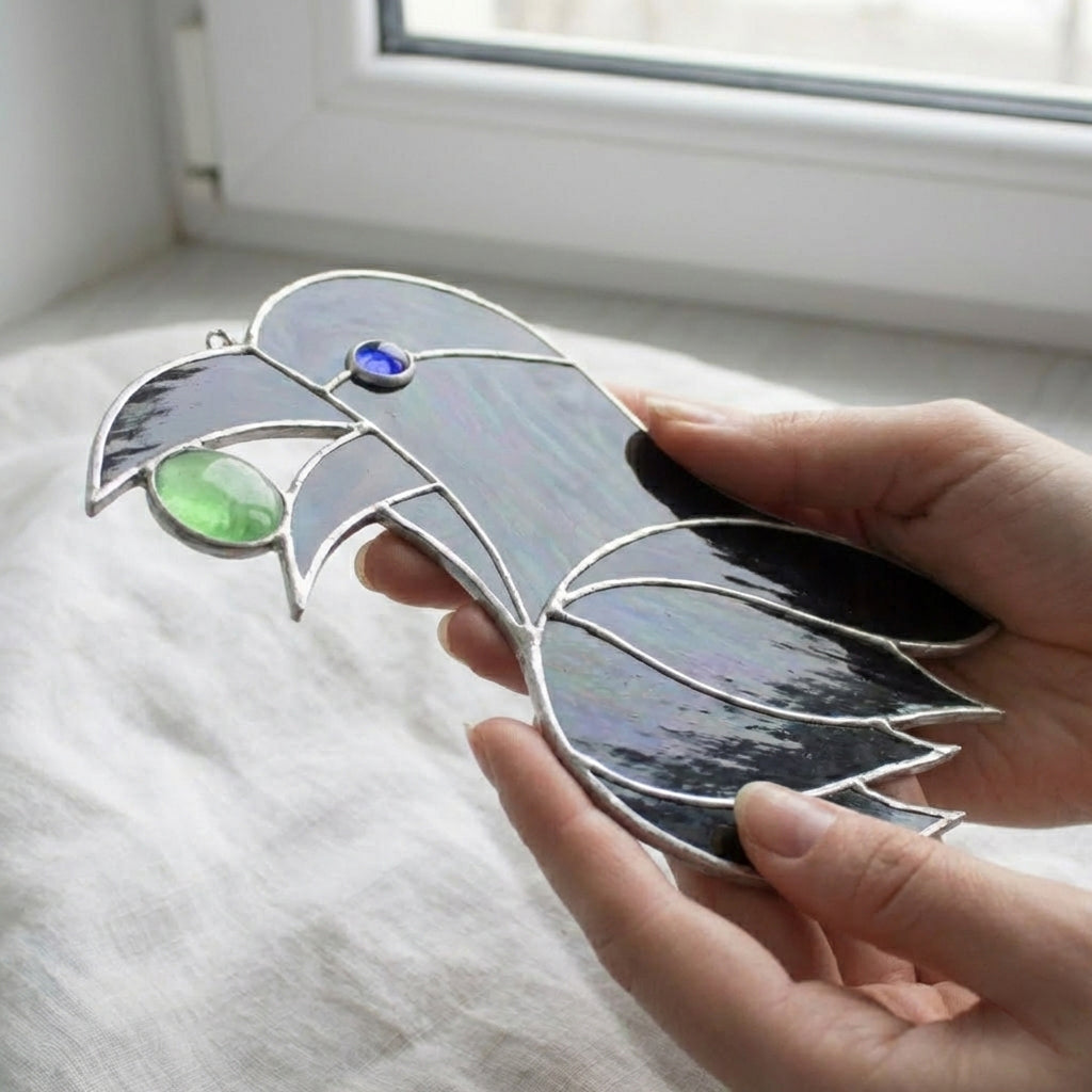 Gemstone Crow Stained Glass Pattern
