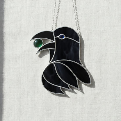 Gemstone Crow Stained Glass Pattern