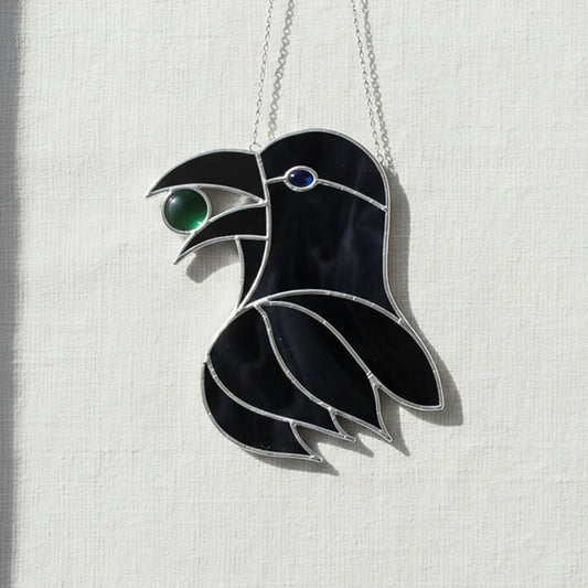 Gemstone Crow Stained Glass Pattern
