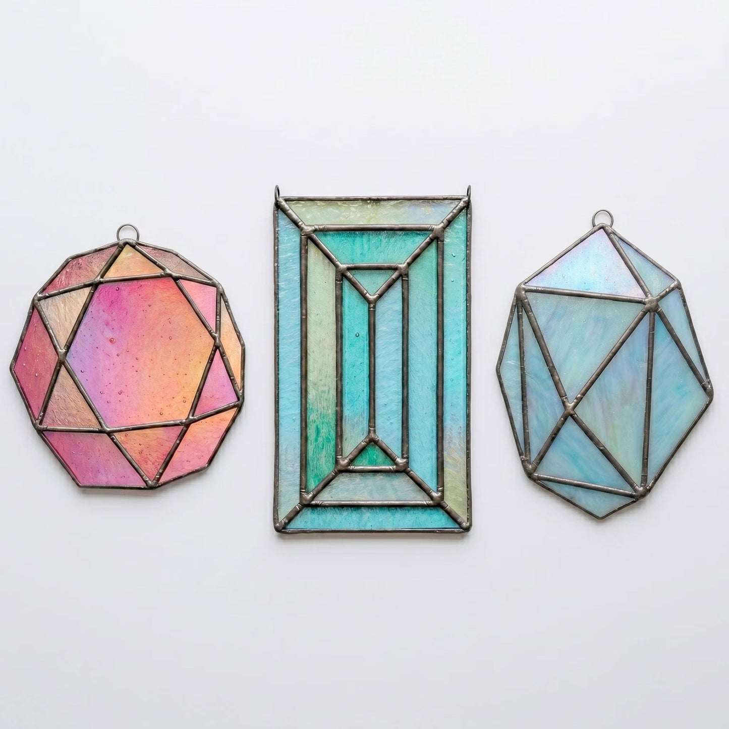 Faceted Gems Stained Glass Patterns 3-Pack PDF, PNG, SVG
