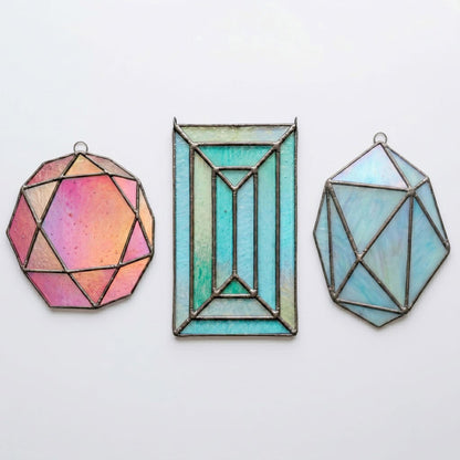 Faceted Gems Stained Glass Patterns 3-Pack PDF, PNG, SVG