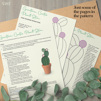 Gemstone Cactus Stained Glass Pattern - Crafting Patterns & Molds, from GlassyRock Arts