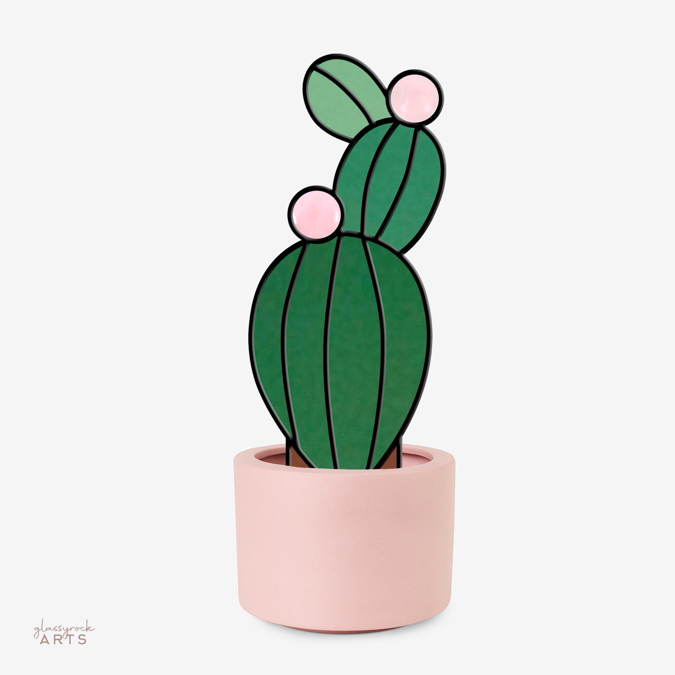 Gemstone Cactus Stained Glass Pattern - Crafting Patterns & Molds, from GlassyRock Arts