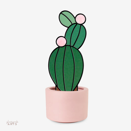 Gemstone Cactus Stained Glass Pattern