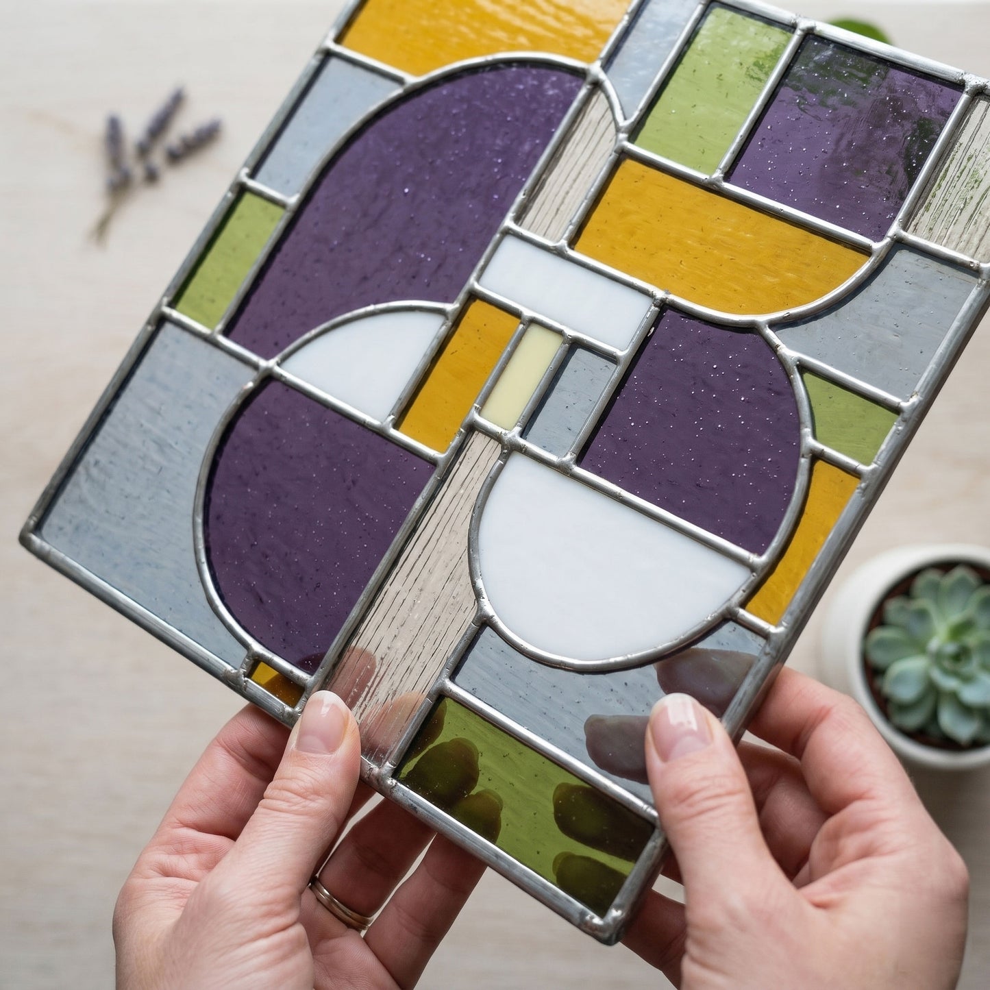 Square Geometric Stained Glass Pattern