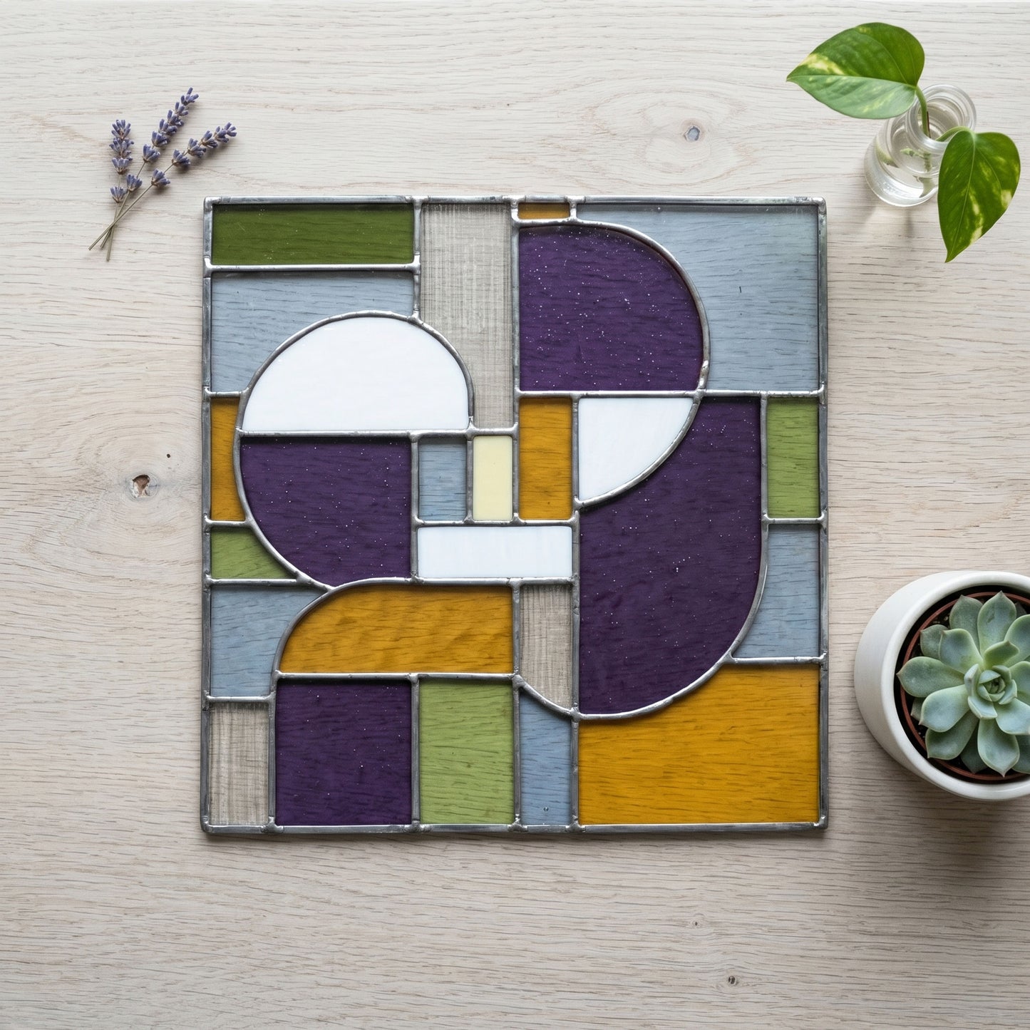 Square Geometric Stained Glass Pattern