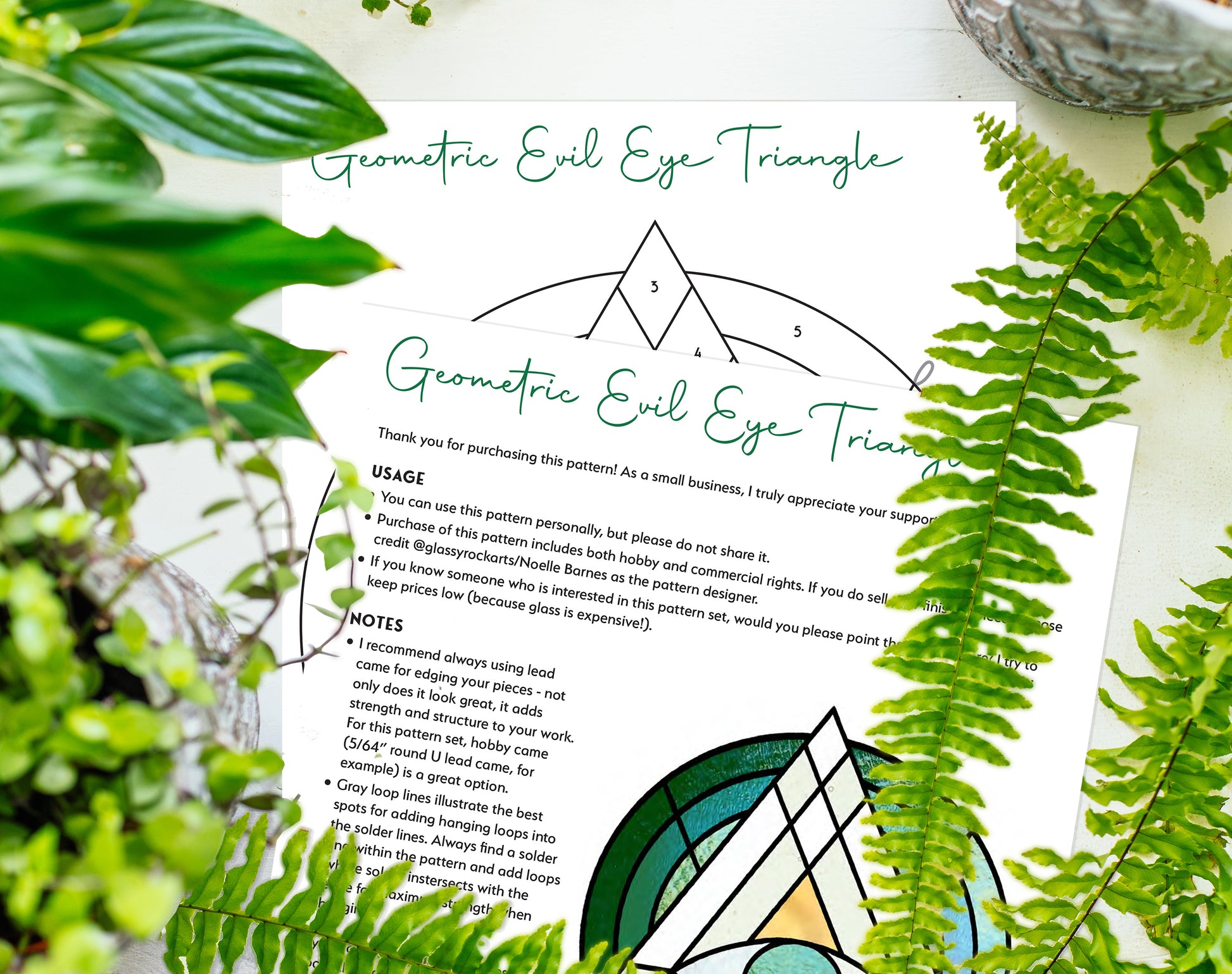 Geometric Eye Triangle Stained Glass Pattern - Crafting Patterns & Molds from GlassyRock Arts