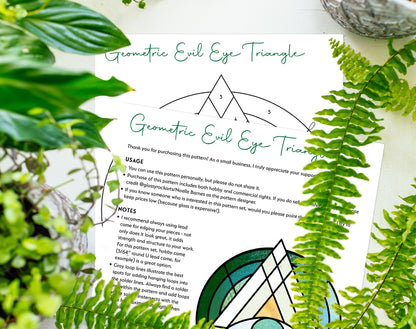 Geometric Eye Triangle Stained Glass Pattern - Crafting Patterns & Molds from GlassyRock Arts