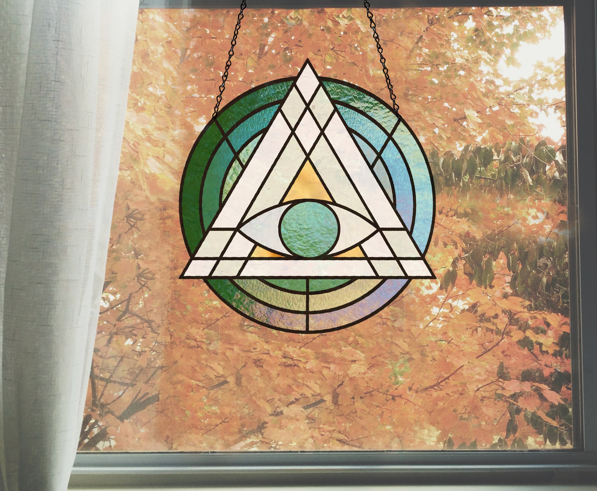 Geometric Eye Triangle Stained Glass Pattern - Crafting Patterns & Molds from GlassyRock Arts