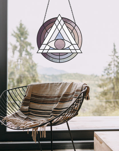 Geometric Eye Triangle Stained Glass Pattern - Crafting Patterns & Molds from GlassyRock Arts