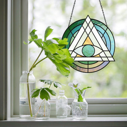 Geometric Eye Triangle Stained Glass Pattern - Crafting Patterns & Molds from GlassyRock Arts