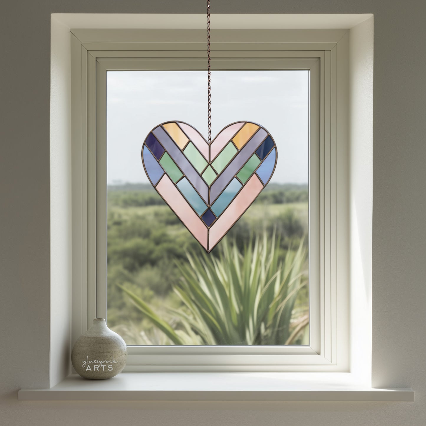 Geometric Heart Stained Glass Pattern