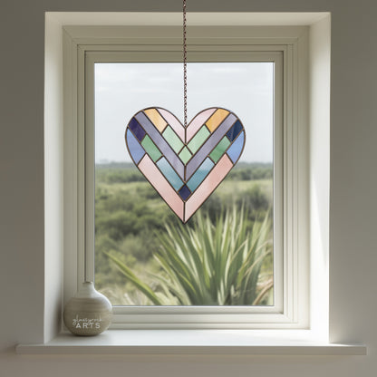 Geometric Heart Stained Glass Pattern