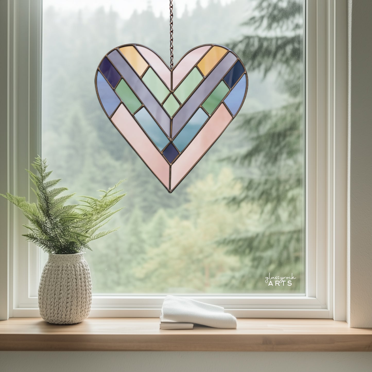Geometric Heart Stained Glass Pattern