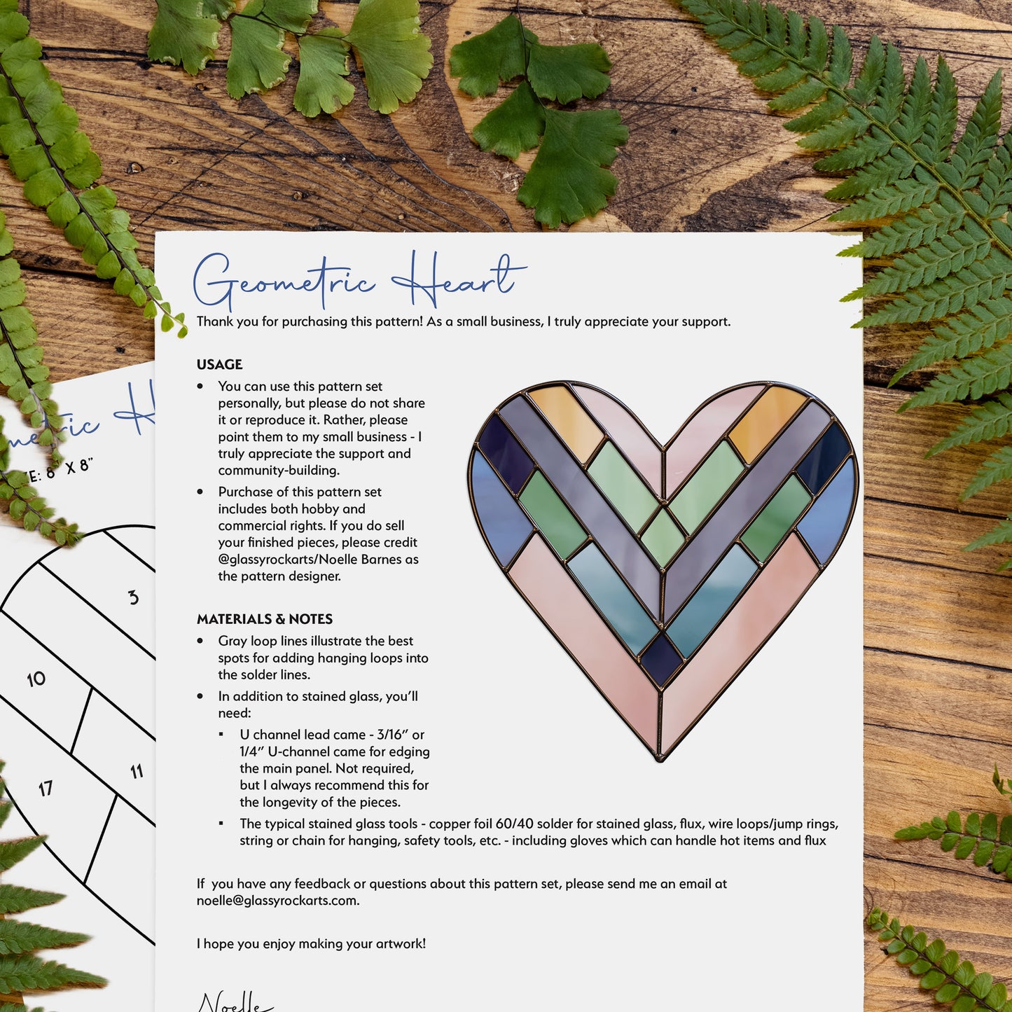 Geometric Heart Stained Glass Pattern