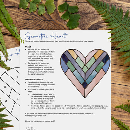 Geometric Heart Stained Glass Pattern
