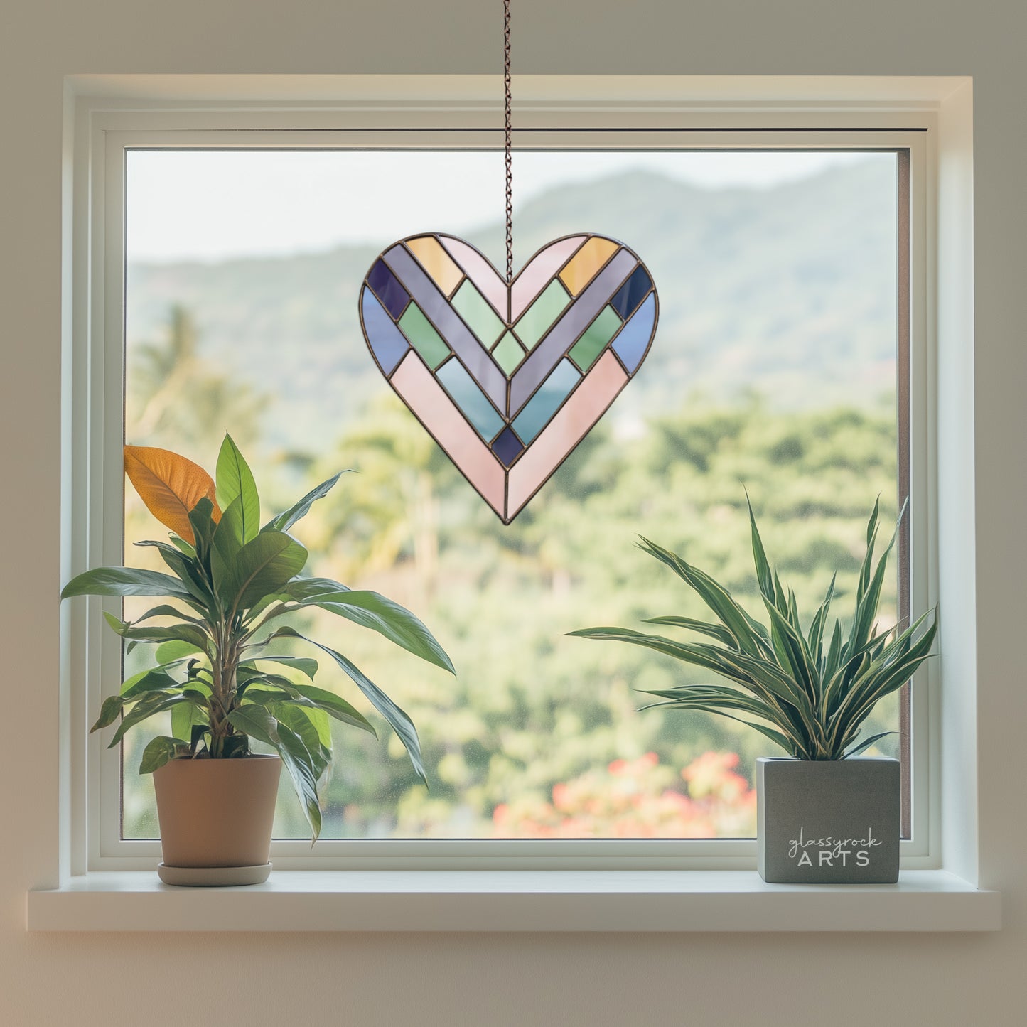 Geometric Heart Stained Glass Pattern