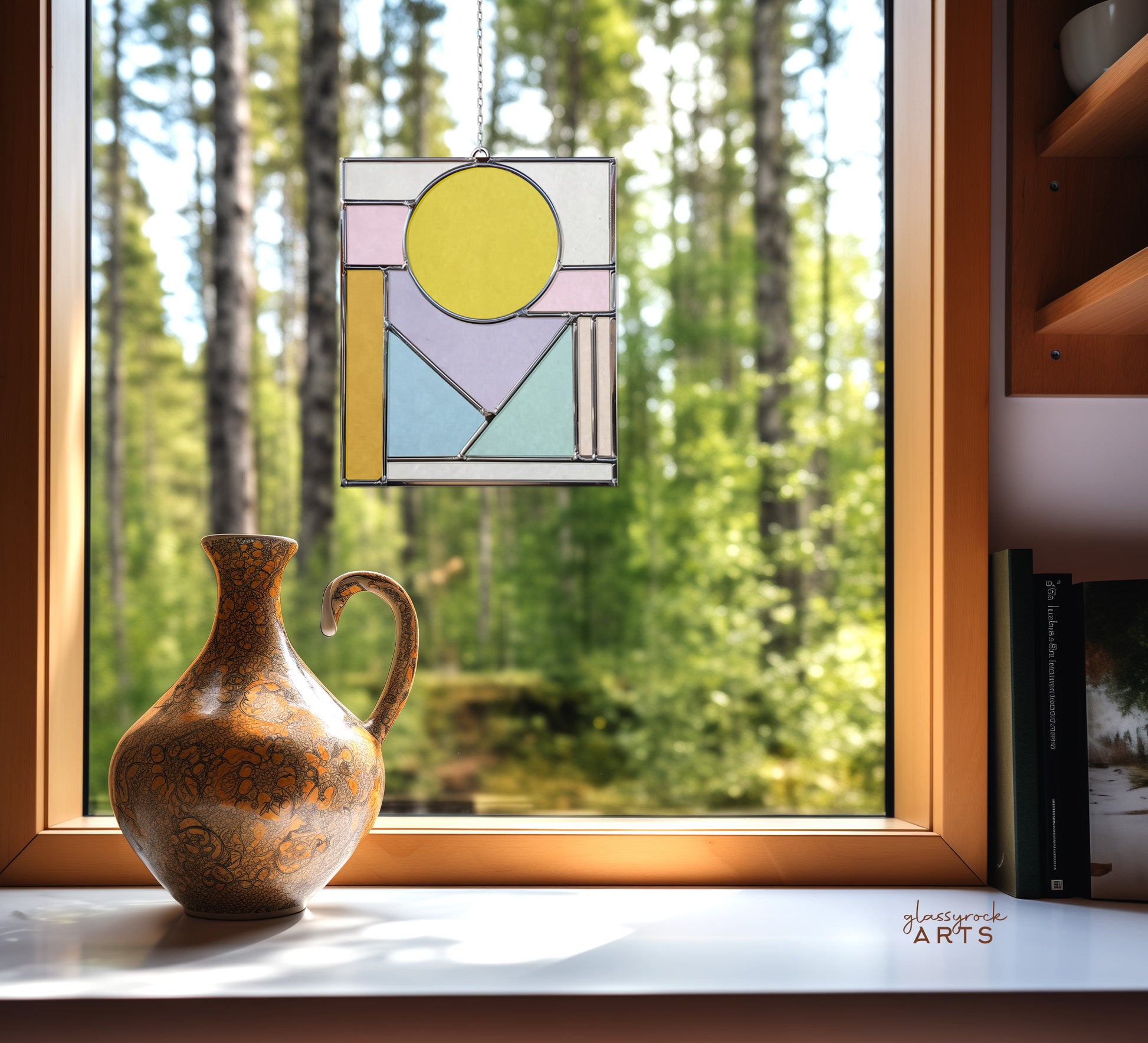 A picture of the Stained Glass Sunrise Pattern for Beginners from GlassyRock Arts. 