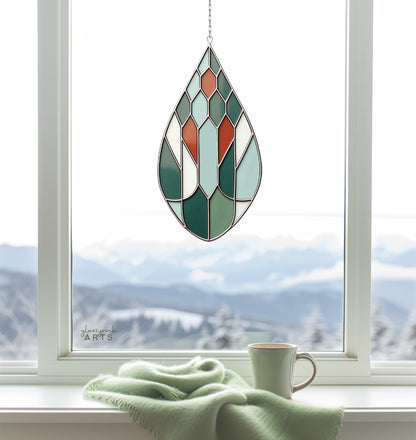 A picture of the Teardrop Geometric Stained Glass Pattern from GlassyRock Arts. 