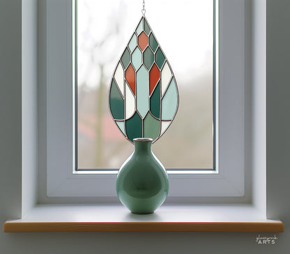 A picture of the Teardrop Geometric Stained Glass Pattern from GlassyRock Arts. 