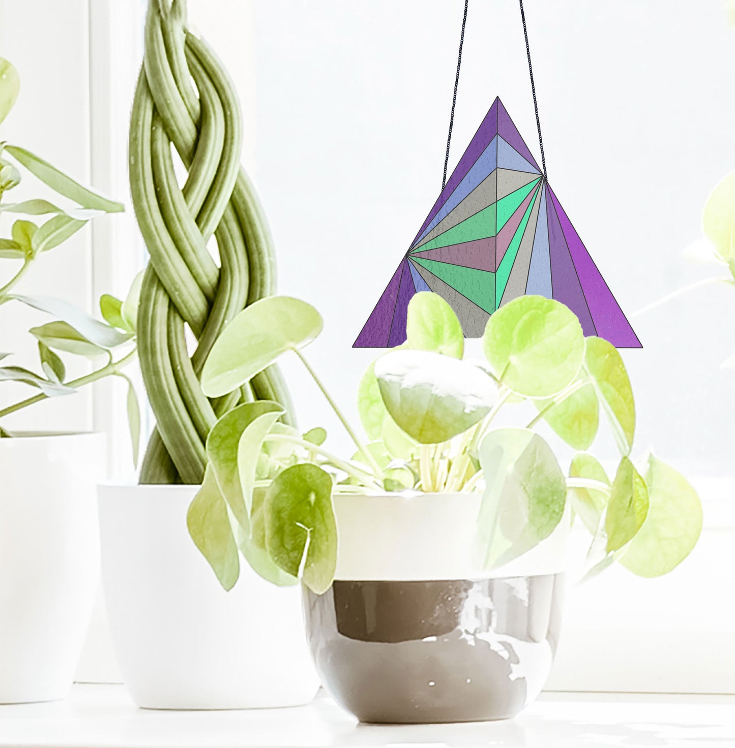 Geometric Triangle Stained Glass Pattern