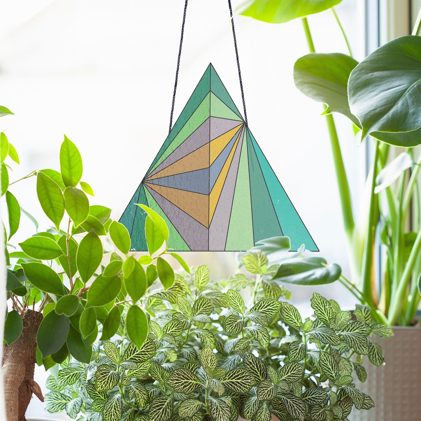 Geometric Triangle Stained Glass Pattern