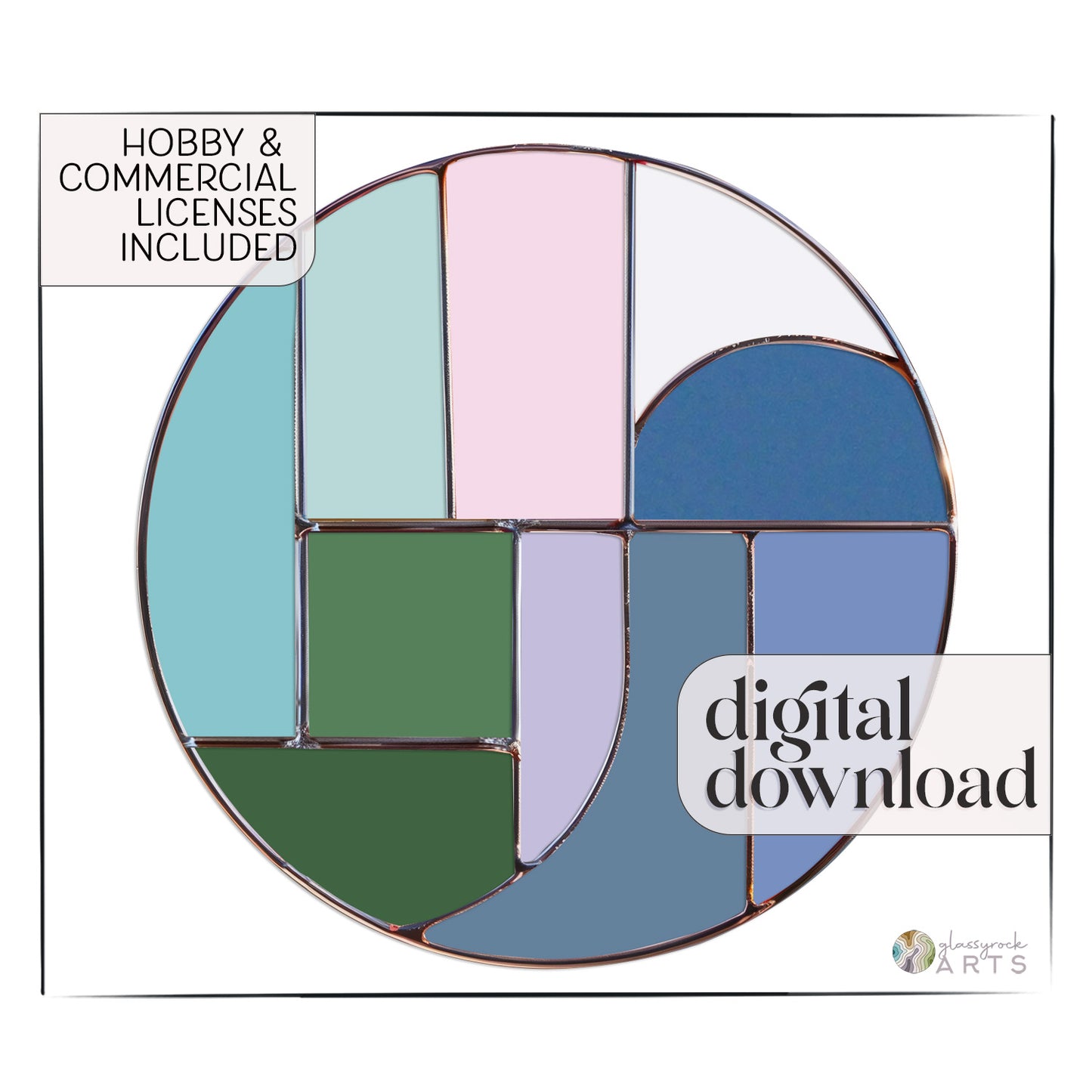 A picture of the Round Abstract Wave Stained Glass Pattern from GlassyRock Arts. 