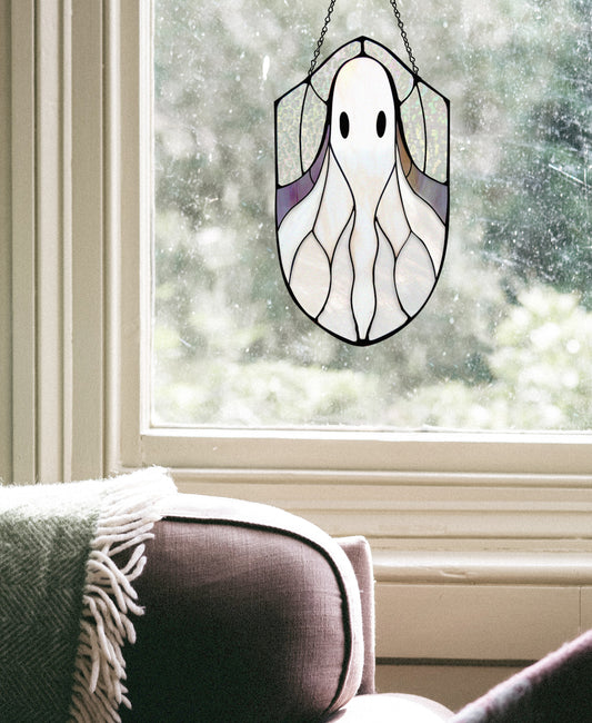 Boho Ghost Halloween Stained Glass Pattern