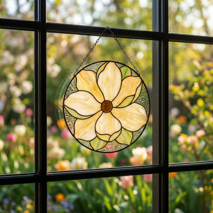 Big Magnolia Suncatcher Stained Glass Pattern with PNG & SVG