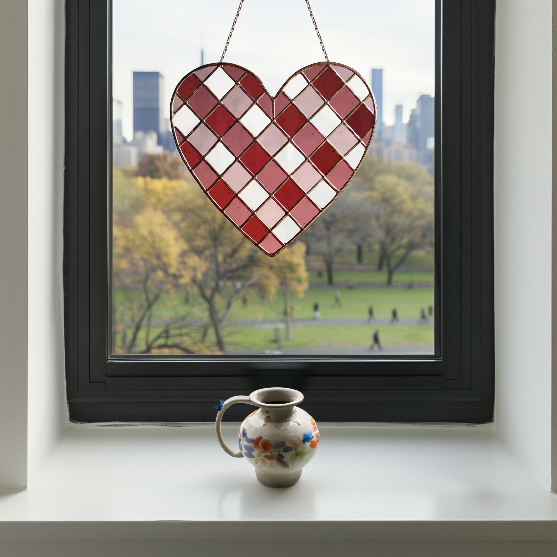 Large Gingham Heart Stained Glass Pattern PDF & PNG - Crafting Patterns & Molds from GlassyRock Arts