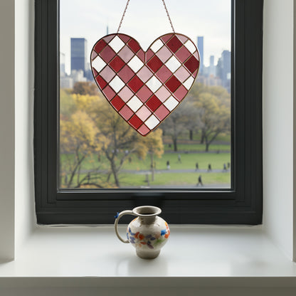 Large Gingham Heart Stained Glass Pattern PDF & PNG - Crafting Patterns & Molds from GlassyRock Arts
