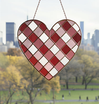Large Gingham Heart Stained Glass Pattern PDF & PNG - Crafting Patterns & Molds from GlassyRock Arts
